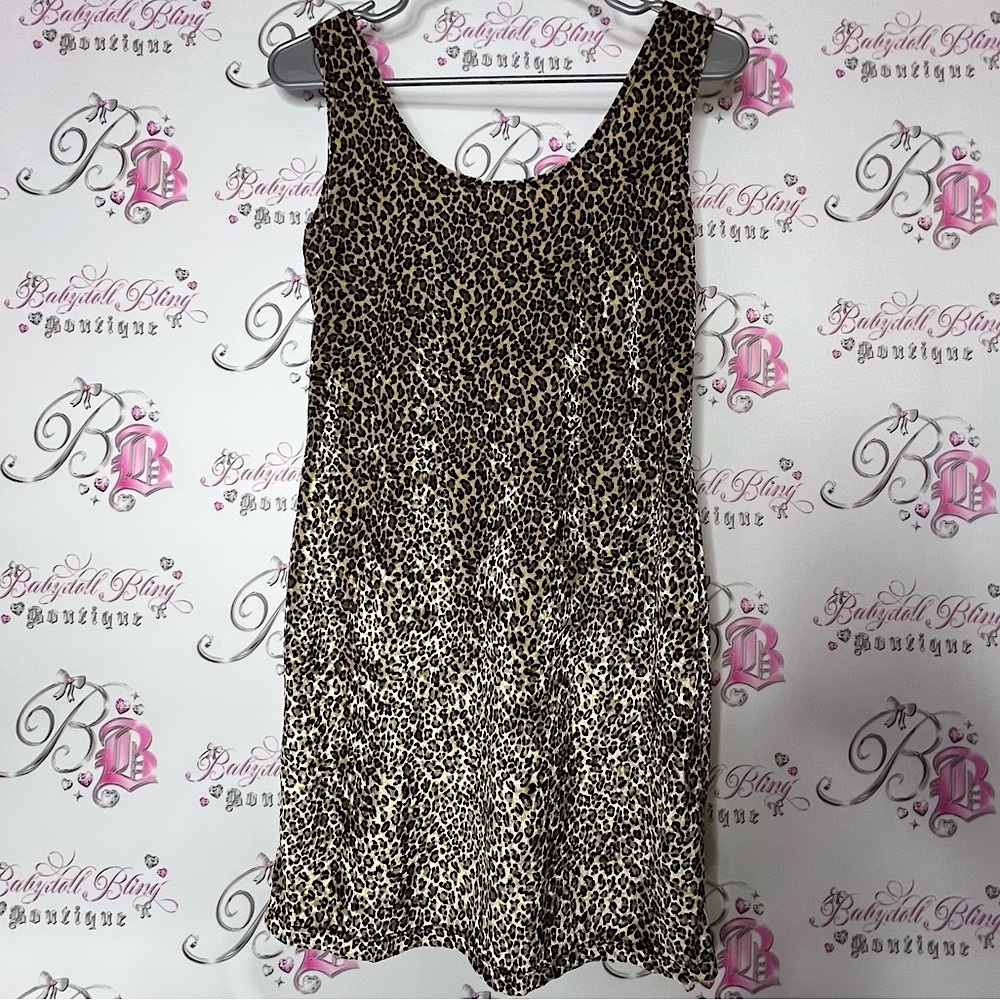 East west intimates dress velour velvet soft Leopard Print Sleeveless Dress